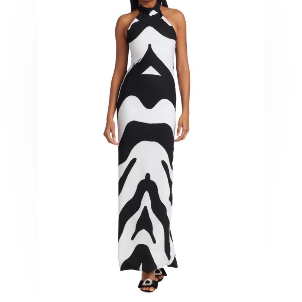 CHRISTIAN COWAN
Sleeveless Zebra Print Halter Dress 4